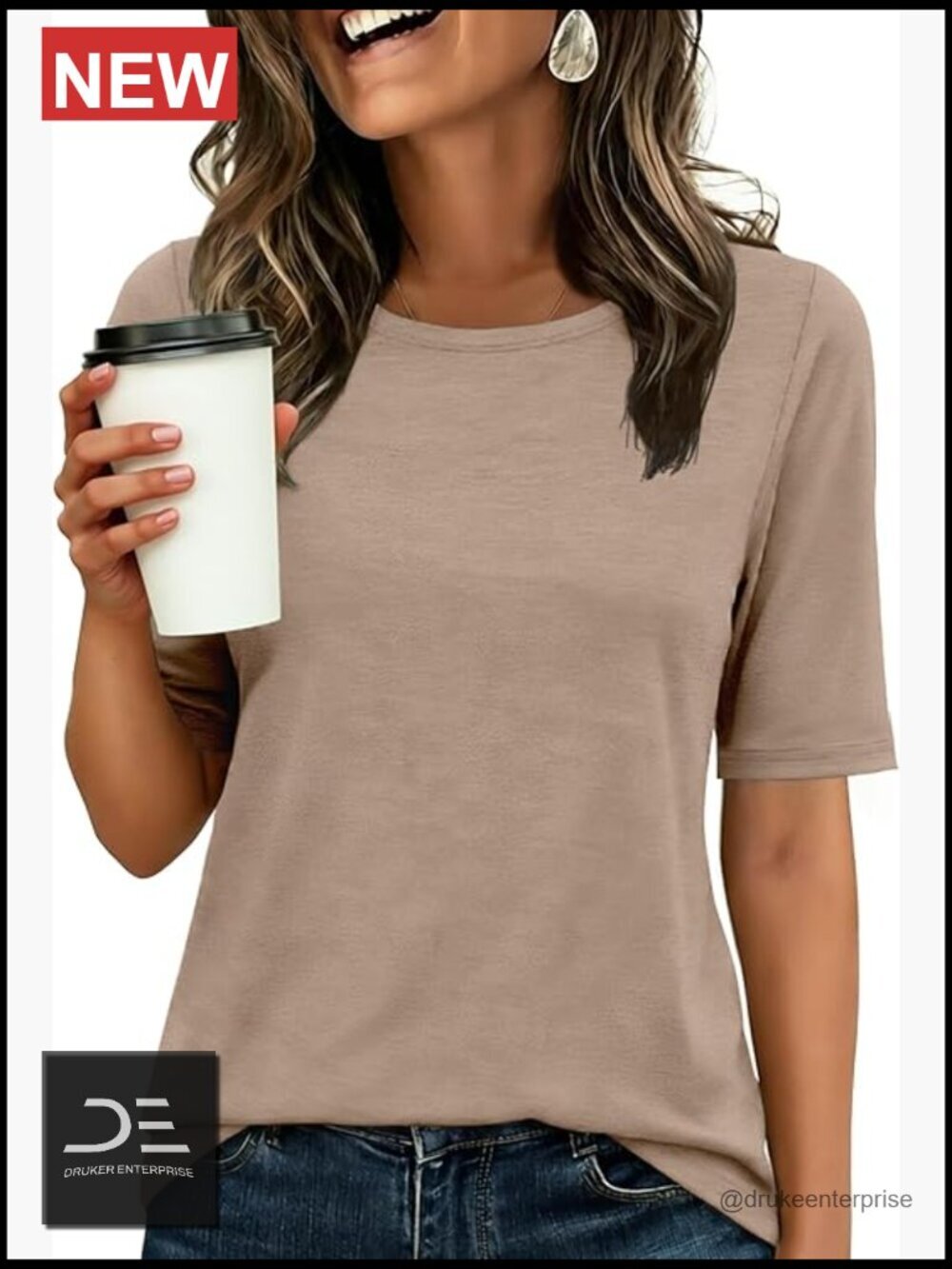 Women's Half Sleeve Crewneck T-Shirt Basic Fit Tee Business Casual